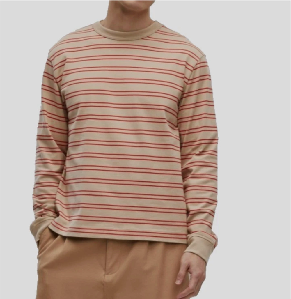 Mode of One Mens Long Sleeve Stripes Shirt Cinnamon Brulee XXL
